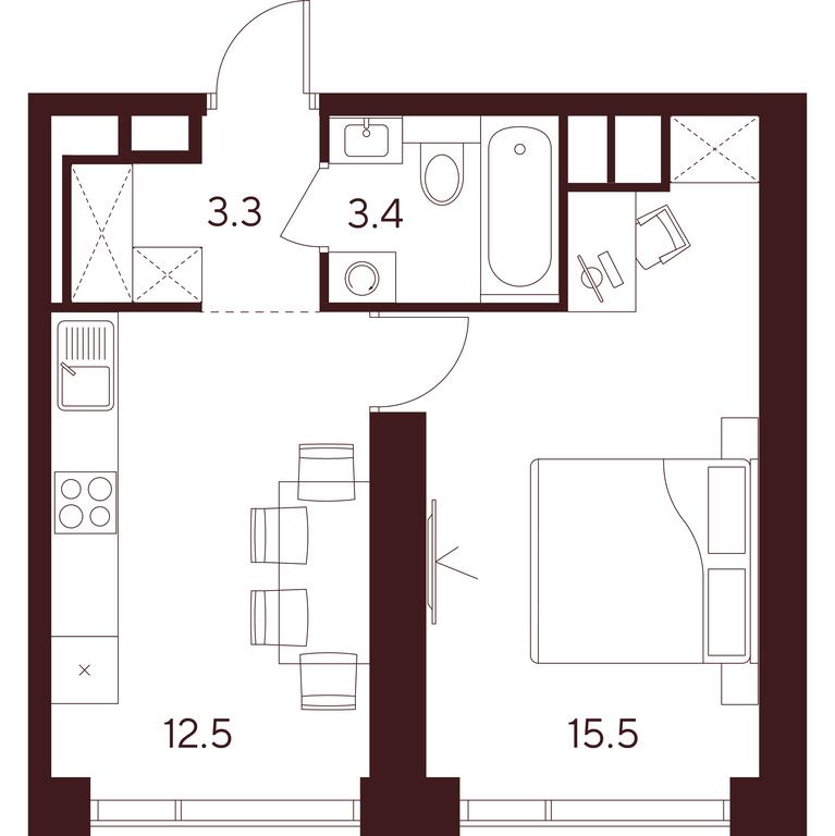 1-BD Apartment Sale, 34.7平方米 at INDY TOWERS (Indi Tauerz), Kuusinen Street, Moscow, Russia #1 1-BD Apartment Sale, 34.7平方米 at INDY TOWERS (Indi Tauerz), Kuusinen Street, Moscow, Russia #1