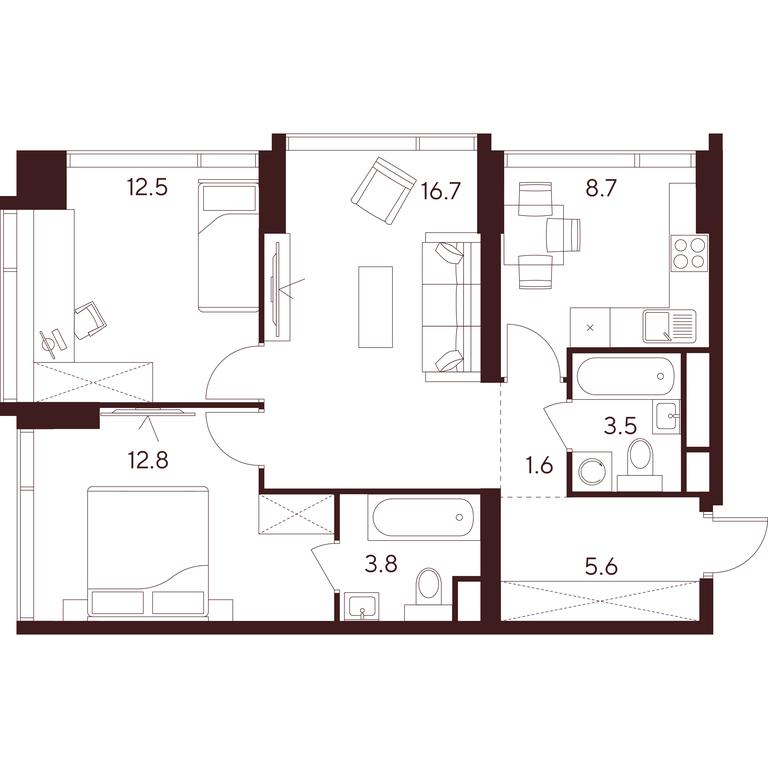 3-BD Apartment Sale, 65.2 sq. m. at INDY TOWERS (Indi Tauerz), Kuusinen Street, Moscow, Russia #1 3-BD Apartment Sale, 65.2 sq. m. at INDY TOWERS (Indi Tauerz), Kuusinen Street, Moscow, Russia #1