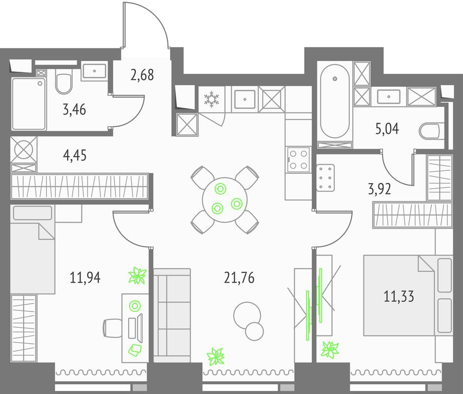 2-BD Apartment Sale, 64.58 sq. m. at Upside Towers, Ogorodny Drive, 4с1, Moscow, Russia #1 2-BD Apartment Sale, 64.58 sq. m. at Upside Towers, Ogorodny Drive, 4с1, Moscow, Russia #1