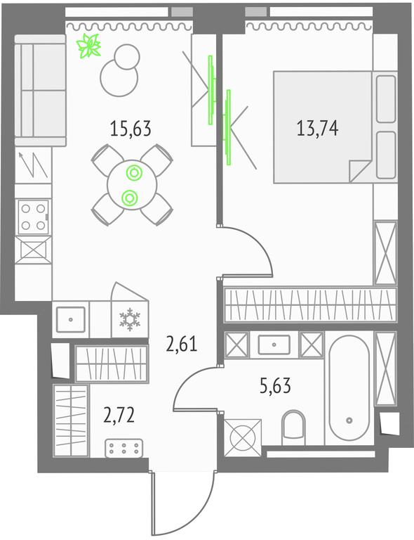 1-BD Apartment Sale, 40.32平方米 at Upside Towers, Ogorodny Drive, 4с1, Moscow, Russia #1 1-BD Apartment Sale, 40.32平方米 at Upside Towers, Ogorodny Drive, 4с1, Moscow, Russia #1