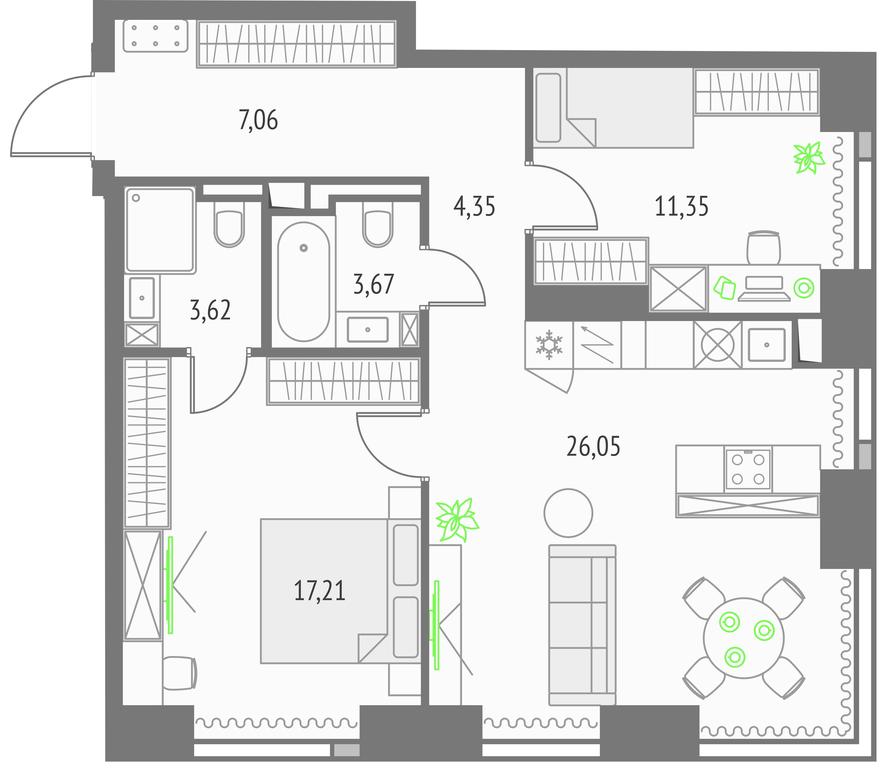 2-BD Apartment Sale, 73.31 sq. m. at Upside Towers, Ogorodny Drive, 4с1, Moscow, Russia #1 2-BD Apartment Sale, 73.31 sq. m. at Upside Towers, Ogorodny Drive, 4с1, Moscow, Russia #1