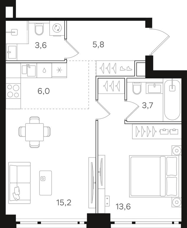 1-BD Apartment Sale, 47.9 sq. m. at Mangazeja v Bogorodskom, Ivanteyevskaya Street, 25к1, Moscow, Russia #1