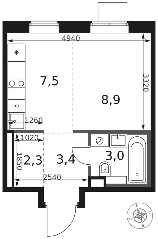 Apartment Sale, 25.1平方米 at 1 Himkinskij, zhiloy kompleks 1-y Khimkinskiy, kvartal Mezhdunarodny, mikrorayon Klyazma-Starbeyevo, Khimki, Moscow Region, Russia #2