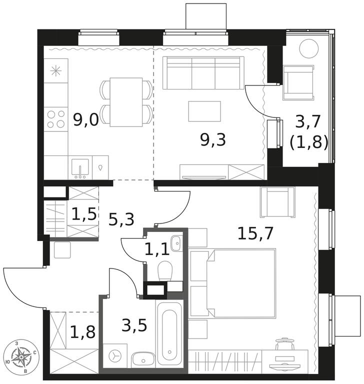2-BD Apartment Sale, 49 sq. m. at 1 Himkinskij, zhiloy kompleks 1-y Khimkinskiy, kvartal Mezhdunarodny, mikrorayon Klyazma-Starbeyevo, Khimki, Moscow Region, Russia #1 2-BD Apartment Sale, 49 sq. m. at 1 Himkinskij, zhiloy kompleks 1-y Khimkinskiy, kvartal Mezhdunarodny, mikrorayon Klyazma-Starbeyevo, Khimki, Moscow Region, Russia #1