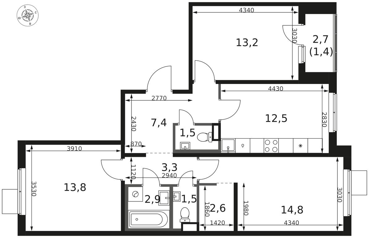 3-BD Apartment Sale, 74.9 sq. m. at 1 Himkinskij, zhiloy kompleks 1-y Khimkinskiy, kvartal Mezhdunarodny, mikrorayon Klyazma-Starbeyevo, Khimki, Moscow Region, Russia #2 3-BD Apartment Sale, 74.9 sq. m. at 1 Himkinskij, zhiloy kompleks 1-y Khimkinskiy, kvartal Mezhdunarodny, mikrorayon Klyazma-Starbeyevo, Khimki, Moscow Region, Russia #2