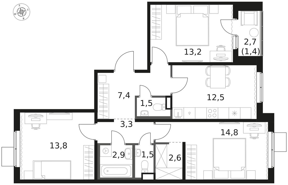 3-BD Apartment Sale, 74.9 sq. m. at 1 Himkinskij, zhiloy kompleks 1-y Khimkinskiy, kvartal Mezhdunarodny, mikrorayon Klyazma-Starbeyevo, Khimki, Moscow Region, Russia #1 3-BD Apartment Sale, 74.9 sq. m. at 1 Himkinskij, zhiloy kompleks 1-y Khimkinskiy, kvartal Mezhdunarodny, mikrorayon Klyazma-Starbeyevo, Khimki, Moscow Region, Russia #1