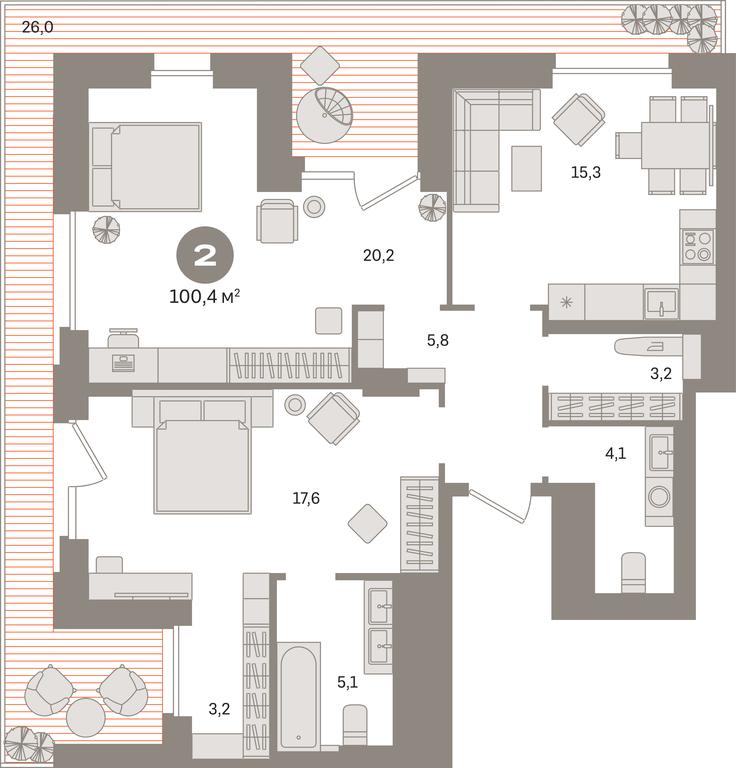 2-BD Apartment Sale, 100.4平方米 at Kvartal Gercena, zhiloy kompleks Kvartal Gertsena, Moscow, Russia #1 2-BD Apartment Sale, 100.4平方米 at Kvartal Gercena, zhiloy kompleks Kvartal Gertsena, Moscow, Russia #1