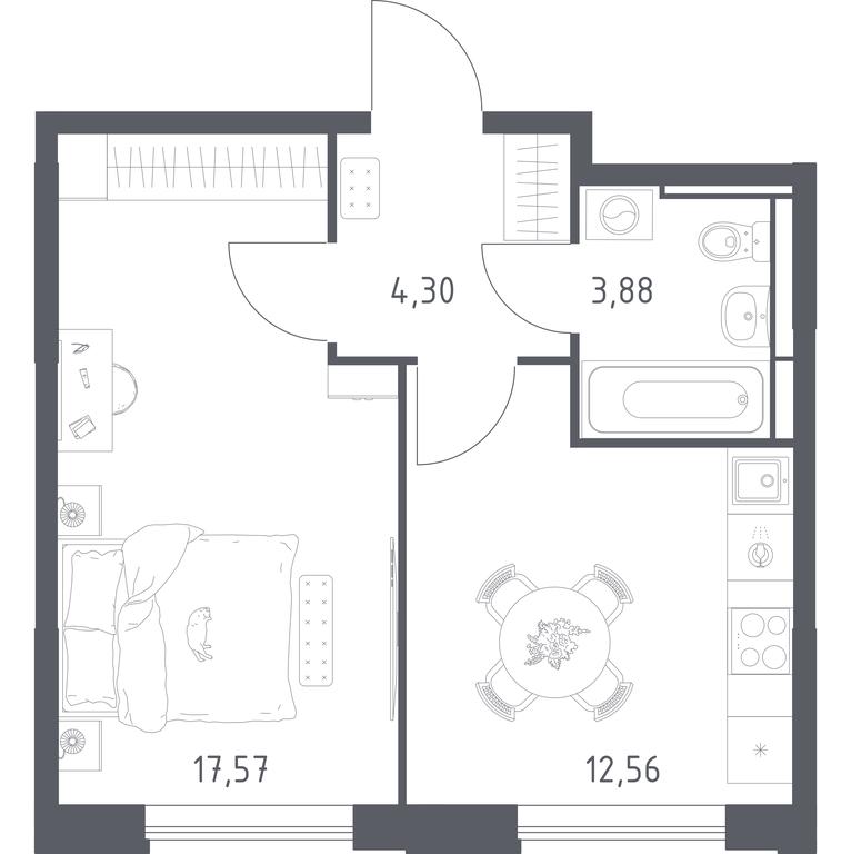 Apartment Sale, 38.31平方米 at Pribrezhnyi Park, Pribrezhniy Park Residential Complex, Village of Yam, Domodedovo City District, Moscow Region, Russia #1 Apartment Sale, 38.31平方米 at Pribrezhnyi Park, Pribrezhniy Park Residential Complex, Village of Yam, Domodedovo City District, Moscow Region, Russia #1