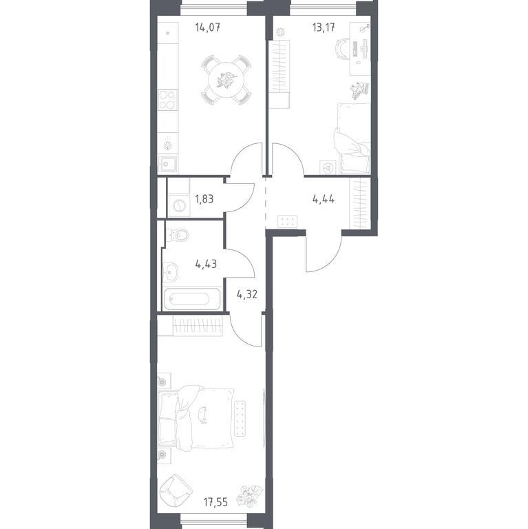1-BD Apartment Sale, 59.81 sq. m. at Pribrezhnyi Park, Pribrezhniy Park Residential Complex, Village of Yam, Domodedovo City District, Moscow Region, Russia #1 1-BD Apartment Sale, 59.81 sq. m. at Pribrezhnyi Park, Pribrezhniy Park Residential Complex, Village of Yam, Domodedovo City District, Moscow Region, Russia #1
