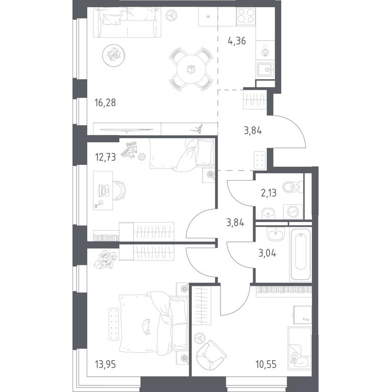 2-BD Apartment Sale, 70.72 sq. m. at Pribrezhnyi Park, Pribrezhniy Park Residential Complex, Village of Yam, Domodedovo City District, Moscow Region, Russia #1 2-BD Apartment Sale, 70.72 sq. m. at Pribrezhnyi Park, Pribrezhniy Park Residential Complex, Village of Yam, Domodedovo City District, Moscow Region, Russia #1
