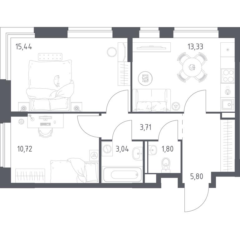 1-BD Apartment Sale, 53.84 sq. m. at Pribrezhnyi Park, Pribrezhniy Park Residential Complex, Village of Yam, Domodedovo City District, Moscow Region, Russia #1 1-BD Apartment Sale, 53.84 sq. m. at Pribrezhnyi Park, Pribrezhniy Park Residential Complex, Village of Yam, Domodedovo City District, Moscow Region, Russia #1