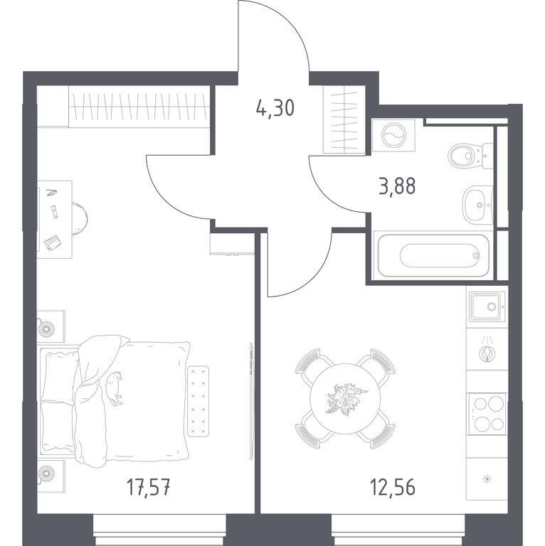 Apartment Sale, 38.31平方米 at Pribrezhnyi Park, Pribrezhniy Park Residential Complex, Village of Yam, Domodedovo City District, Moscow Region, Russia #1 Apartment Sale, 38.31平方米 at Pribrezhnyi Park, Pribrezhniy Park Residential Complex, Village of Yam, Domodedovo City District, Moscow Region, Russia #1