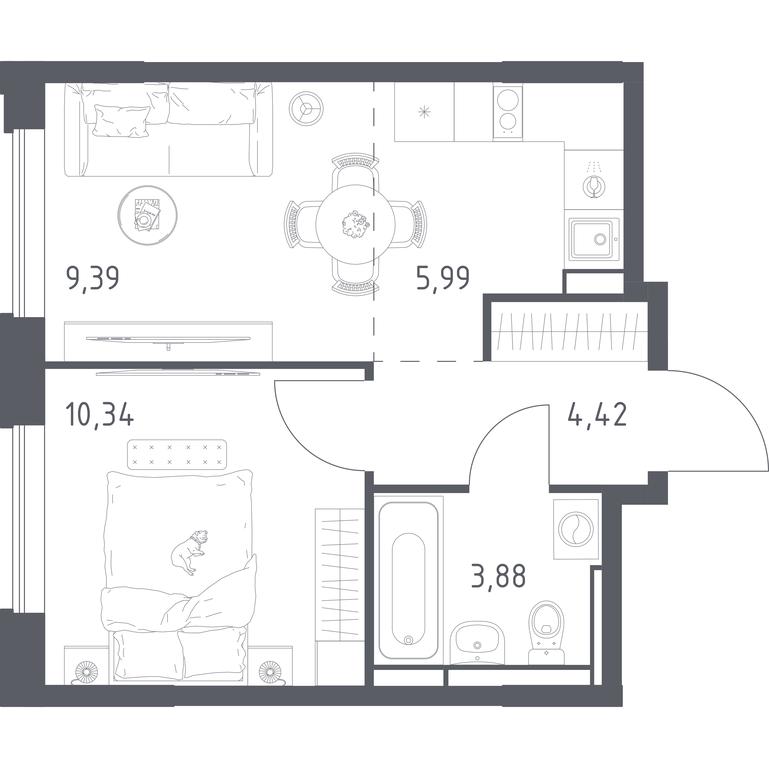 Apartment Sale, 34.02平方米 at Pribrezhnyi Park, Pribrezhniy Park Residential Complex, Village of Yam, Domodedovo City District, Moscow Region, Russia #1 Apartment Sale, 34.02平方米 at Pribrezhnyi Park, Pribrezhniy Park Residential Complex, Village of Yam, Domodedovo City District, Moscow Region, Russia #1