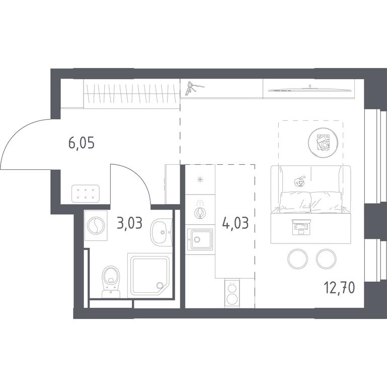 Apartment Sale, 25.81 sq. m. at Pribrezhnyi Park, Pribrezhniy Park Residential Complex, Village of Yam, Domodedovo City District, Moscow Region, Russia #1