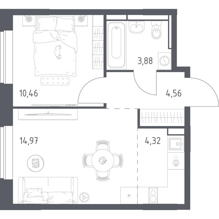 Apartment Sale, 38.19平方米 at Pribrezhnyi Park, Pribrezhniy Park Residential Complex, Village of Yam, Domodedovo City District, Moscow Region, Russia #1 Apartment Sale, 38.19平方米 at Pribrezhnyi Park, Pribrezhniy Park Residential Complex, Village of Yam, Domodedovo City District, Moscow Region, Russia #1
