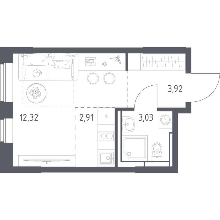 Apartment Sale, 22.18 sq. m. at Pribrezhnyi Park, Pribrezhniy Park Residential Complex, Village of Yam, Domodedovo City District, Moscow Region, Russia #1