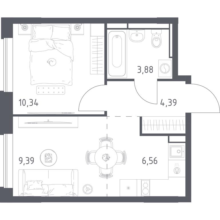 Apartment Sale, 34.56平方米 at Pribrezhnyi Park, Pribrezhniy Park Residential Complex, Village of Yam, Domodedovo City District, Moscow Region, Russia #1 Apartment Sale, 34.56平方米 at Pribrezhnyi Park, Pribrezhniy Park Residential Complex, Village of Yam, Domodedovo City District, Moscow Region, Russia #1