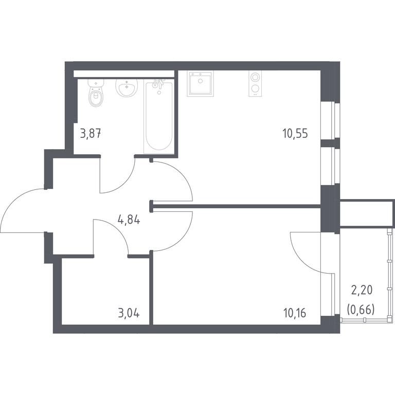 Apartment Sale, 33.12平方米 at Kvartal Aviatorov, ulitsa Koldunova, Aviatorov Microdistrict, Balashikha, Moscow Region, Russia #1