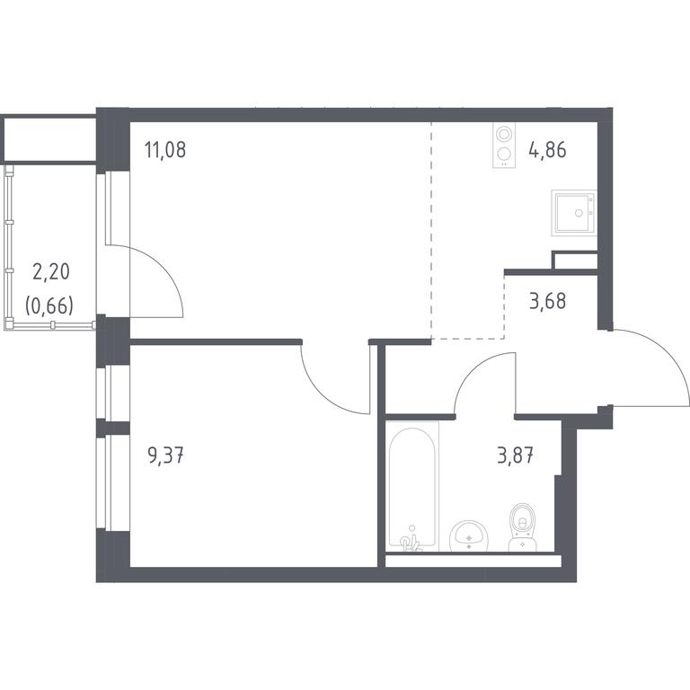 Apartment Sale, 33.52平方米 at Kvartal Aviatorov, ulitsa Koldunova, Aviatorov Microdistrict, Balashikha, Moscow Region, Russia #1