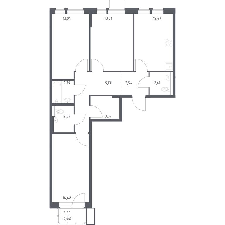 2-BD Apartment Sale, 79.11 sq. m. at Kvartal Aviatorov, ulitsa Koldunova, Aviatorov Microdistrict, Balashikha, Moscow Region, Russia #1