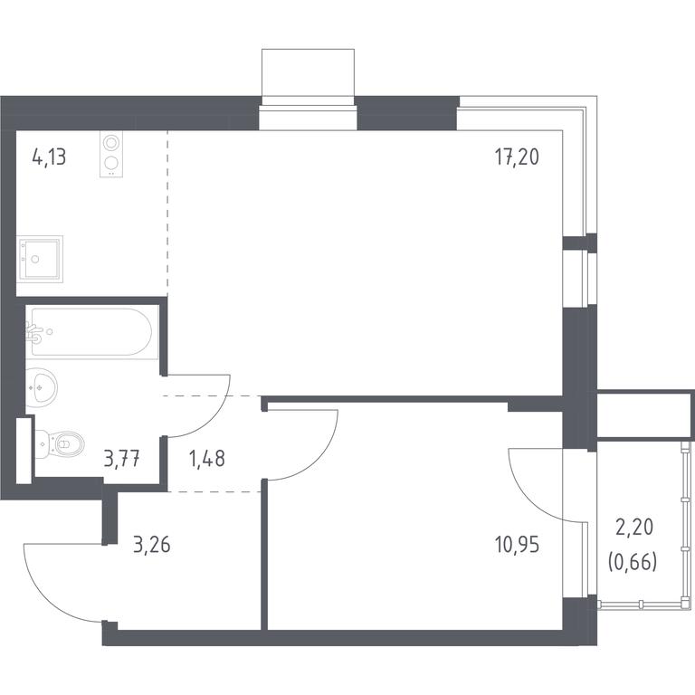 Apartment Sale, 41.45 sq. m. at Kvartal Aviatorov, ulitsa Koldunova, Aviatorov Microdistrict, Balashikha, Moscow Region, Russia #1