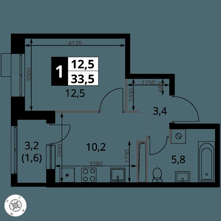 1-BD Apartment Sale, 33.5平方米 at 1-y Salarevskiy, Kiyevskoye Highway, Moskovskiy Settlement, Moscow, Russia #2