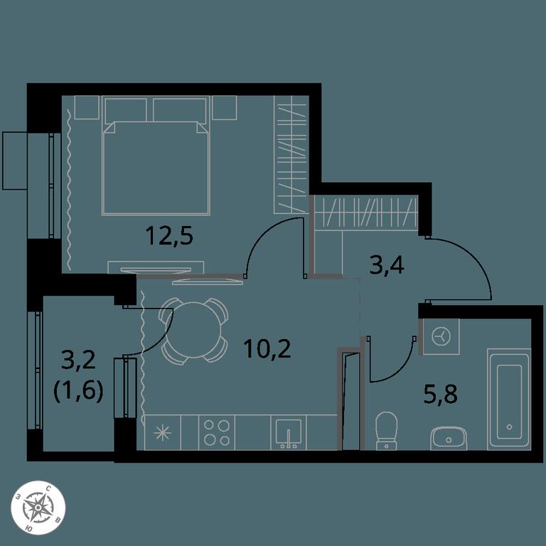 1-BD Apartment Sale, 33.5平方米 at 1-y Salarevskiy, Kiyevskoye Highway, Moskovskiy Settlement, Moscow, Russia #1
