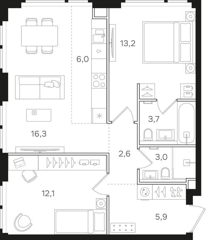 2-BD Apartment Sale, 62.8 sq. m. at Mangazeja v Bogorodskom, Ivanteyevskaya Street, 25к1, Moscow, Russia #1