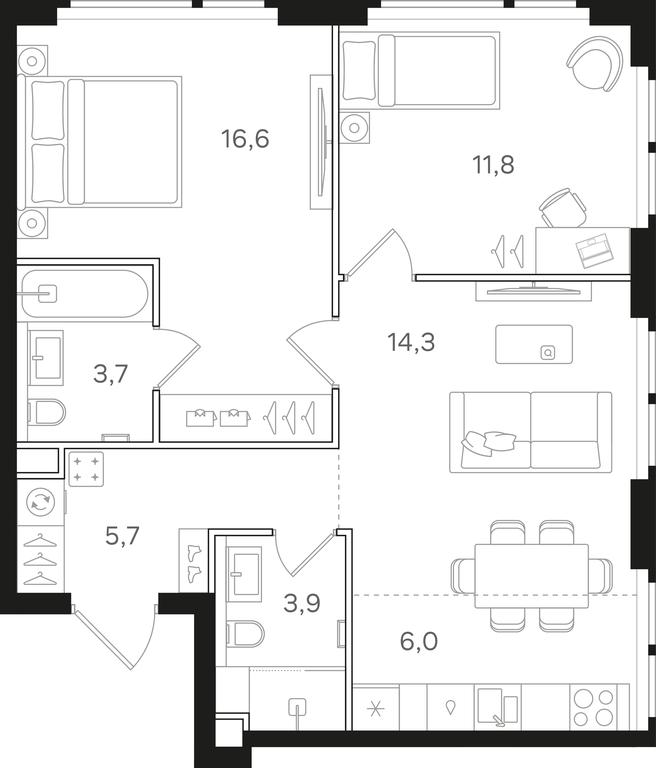 2-BD Apartment Sale, 62 sq. m. at Mangazeja v Bogorodskom, Ivanteyevskaya Street, 25к1, Moscow, Russia #1