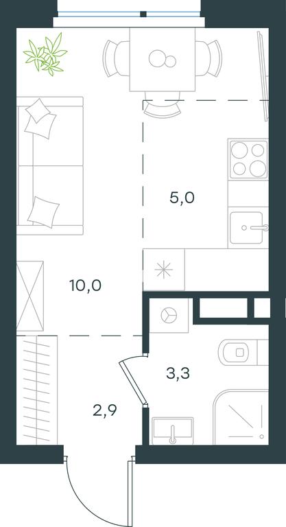 Apartment Sale, 21.2 sq. m. at Gorod V lesu, Gorod V Lesu Residential Complex, Village of Otradnoye, Krasnogorsk Urban District, Moscow Region, Russia #1