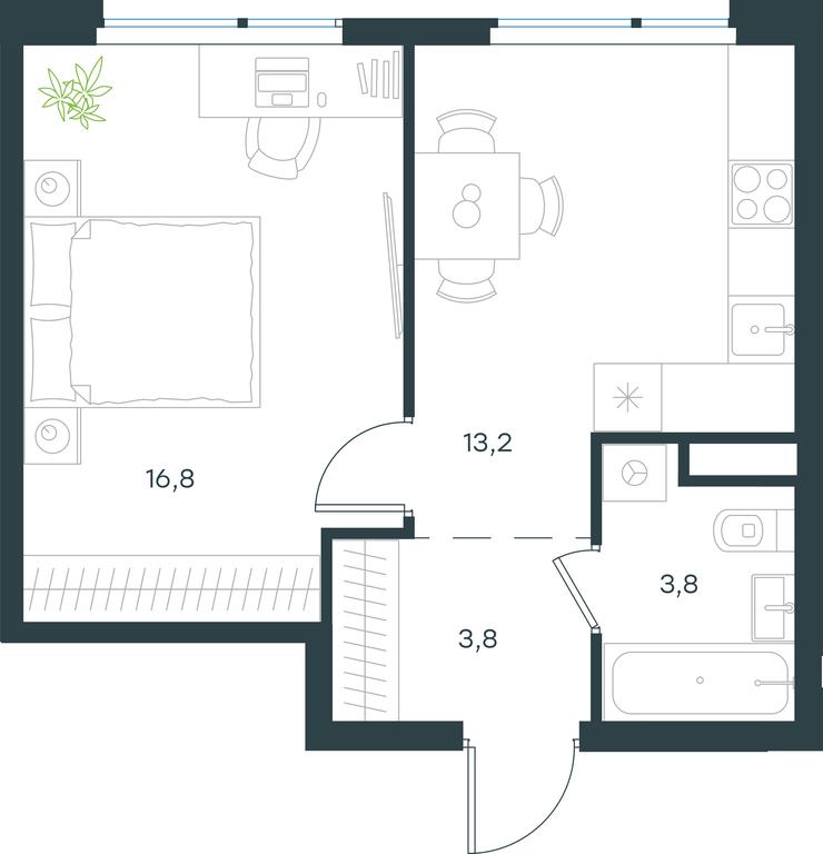 Apartment Sale, 37.6 sq. m. at Gorod V lesu, Gorod V Lesu Residential Complex, Village of Otradnoye, Krasnogorsk Urban District, Moscow Region, Russia #1