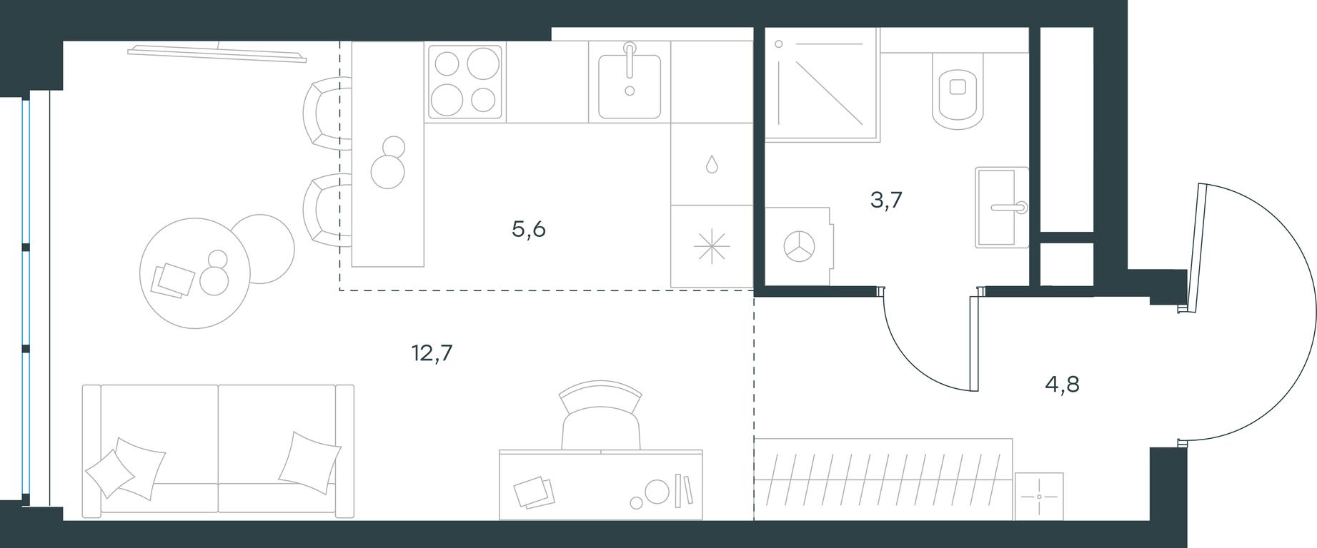 Apartment Sale, 26.8平方米 at Level Michurinskiy, Озёрная улица, вл1, Москва, Россия #1 Apartment Sale, 26.8平方米 at Level Michurinskiy, Озёрная улица, вл1, Москва, Россия #1