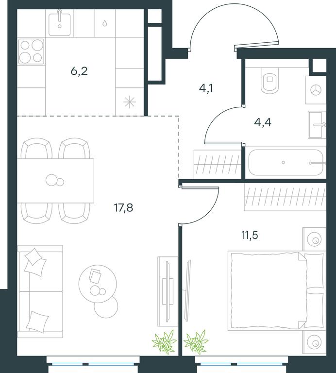 1-BD Apartment Sale, 44 sq. m. at Level Michurinskiy, Озёрная улица, вл1, Москва, Россия #1