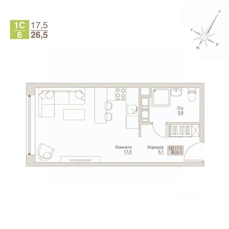 Apartment Sale, 26.5 sq. m. at Apart-kompleks VLIuBERTsY, 8 Marta Street, Lyubertsy, Moscow Region, Russia #1