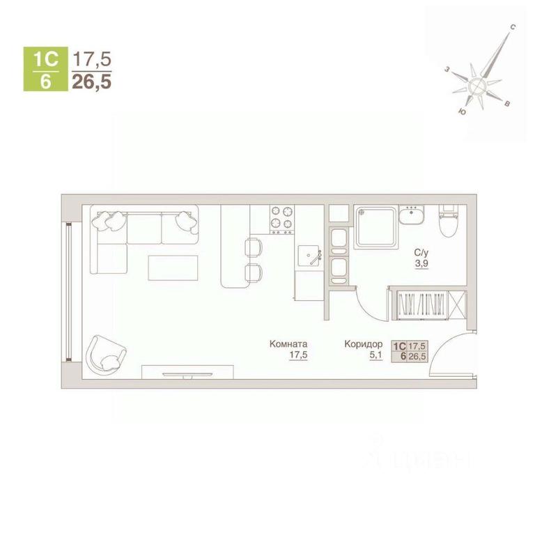 Apartment Sale, 26.5平方米 at Apart-kompleks VLIuBERTsY, 8 Marta Street, Lyubertsy, Moscow Region, Russia #1