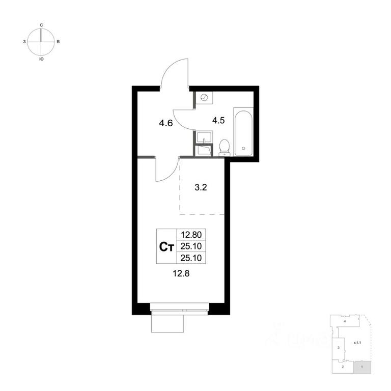 Apartment Sale, 25.1 sq. m. at Legenda Marusino, derevnya Marusino, Lubertsy City District, Moscow Region, Russia #1