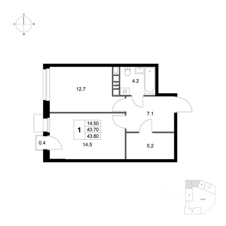 Apartment Sale, 43.8平方米 at Legenda Marusino, derevnya Marusino, Lubertsy City District, Moscow Region, Russia #1 Apartment Sale, 43.8平方米 at Legenda Marusino, derevnya Marusino, Lubertsy City District, Moscow Region, Russia #1