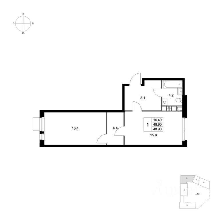 Apartment Sale, 48.9 sq. m. at Legenda Marusino, derevnya Marusino, Lubertsy City District, Moscow Region, Russia #1