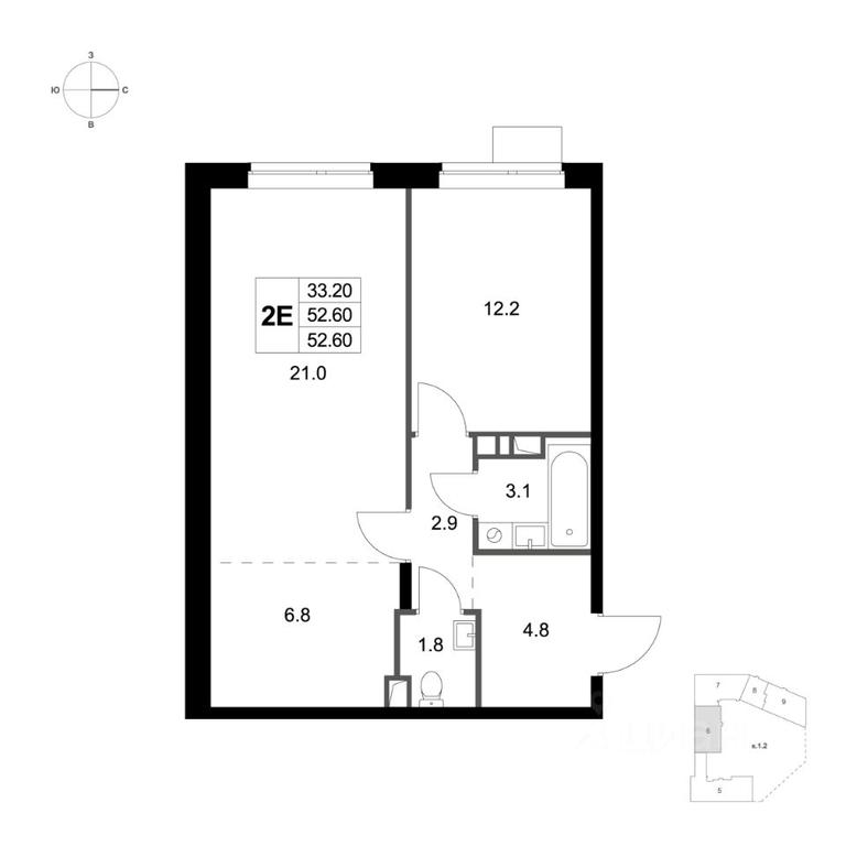 1-BD Apartment Sale, 52.6 sq. m. at Legenda Marusino, derevnya Marusino, Lubertsy City District, Moscow Region, Russia #1 1-BD Apartment Sale, 52.6 sq. m. at Legenda Marusino, derevnya Marusino, Lubertsy City District, Moscow Region, Russia #1