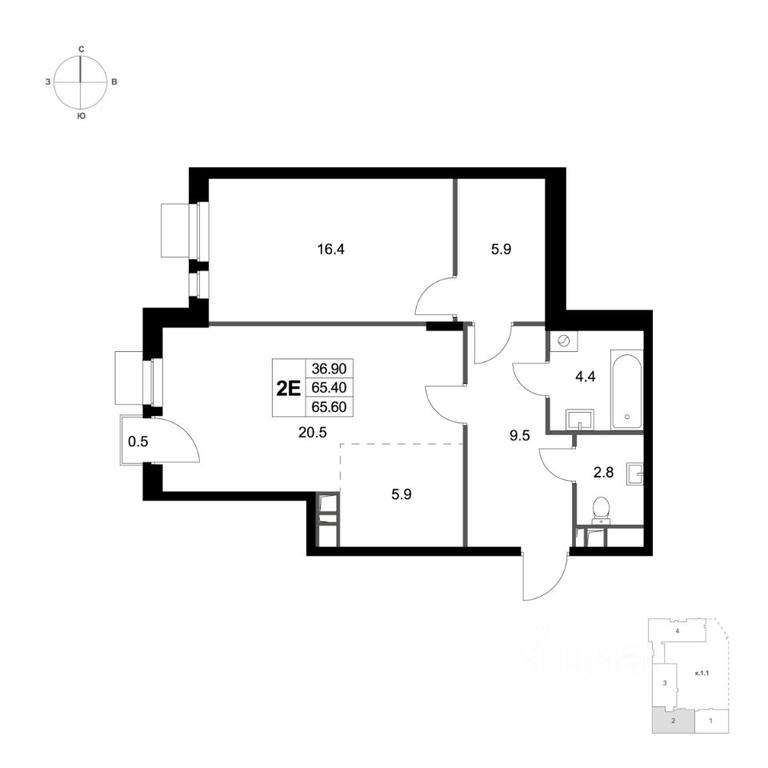 1-BD Apartment Sale, 65.6 sq. m. at Legenda Marusino, derevnya Marusino, Lubertsy City District, Moscow Region, Russia #1