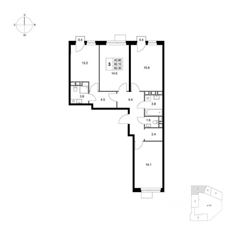 2-BD Apartment Sale, 82.3 sq. m. at Legenda Marusino, derevnya Marusino, Lubertsy City District, Moscow Region, Russia #1 2-BD Apartment Sale, 82.3 sq. m. at Legenda Marusino, derevnya Marusino, Lubertsy City District, Moscow Region, Russia #1