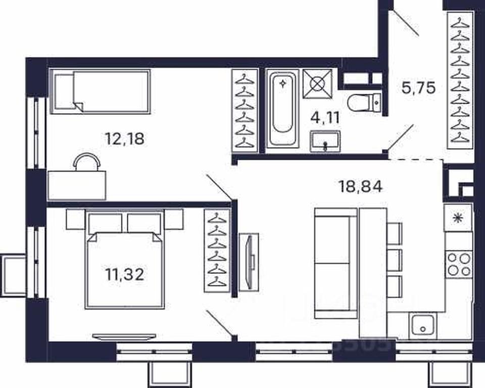 1-BD Apartment Sale, 52.2 sq. m. at Tetris, Zheleznodorozhny pereulok, Krasnogorsk, Moscow Region, Russia #1