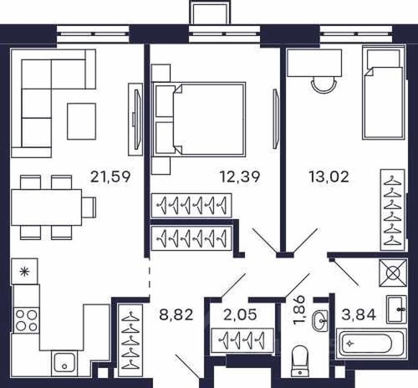 1-BD Apartment Sale, 63.57 sq. m. at Tetris, Zheleznodorozhny pereulok, Krasnogorsk, Moscow Region, Russia #1 1-BD Apartment Sale, 63.57 sq. m. at Tetris, Zheleznodorozhny pereulok, Krasnogorsk, Moscow Region, Russia #1