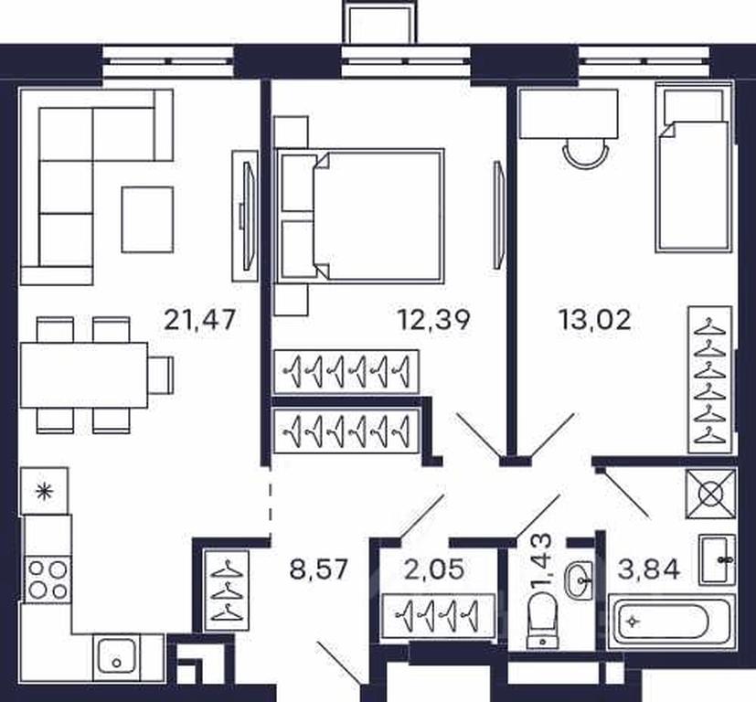 1-BD Apartment Sale, 62.77 sq. m. at Tetris, Zheleznodorozhny pereulok, Krasnogorsk, Moscow Region, Russia #1 1-BD Apartment Sale, 62.77 sq. m. at Tetris, Zheleznodorozhny pereulok, Krasnogorsk, Moscow Region, Russia #1