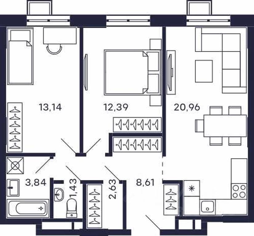 1-BD Apartment Sale, 63 sq. m. at Tetris, Zheleznodorozhny pereulok, Krasnogorsk, Moscow Region, Russia #1