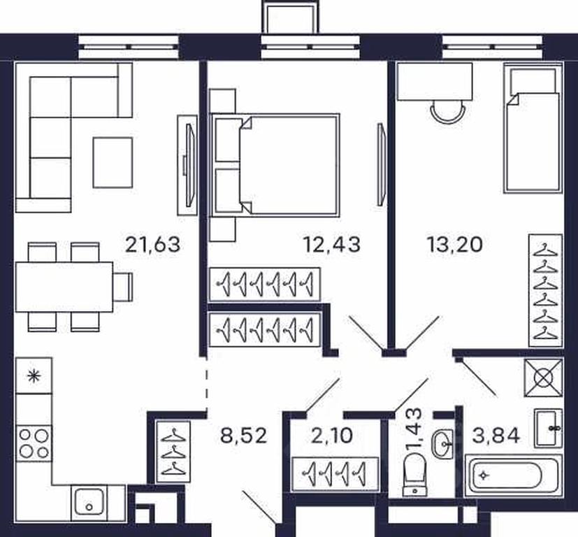 1-BD Apartment Sale, 63.15平方米 at Tetris, Zheleznodorozhny pereulok, Krasnogorsk, Moscow Region, Russia #1 1-BD Apartment Sale, 63.15平方米 at Tetris, Zheleznodorozhny pereulok, Krasnogorsk, Moscow Region, Russia #1