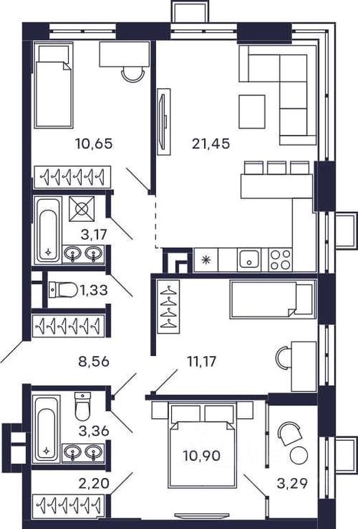 2-BD Apartment Sale, 76.08 sq. m. at Tetris, Zheleznodorozhny pereulok, Krasnogorsk, Moscow Region, Russia #1 2-BD Apartment Sale, 76.08 sq. m. at Tetris, Zheleznodorozhny pereulok, Krasnogorsk, Moscow Region, Russia #1