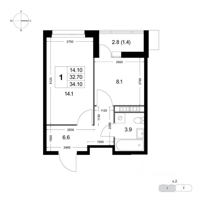 Apartment Sale, 34.1 sq. m. at Legenda Korenyovo, ulitsa Lorkha, dachny posyolok Kraskovo, Lubertsy City District, Moscow Region, Russia #1