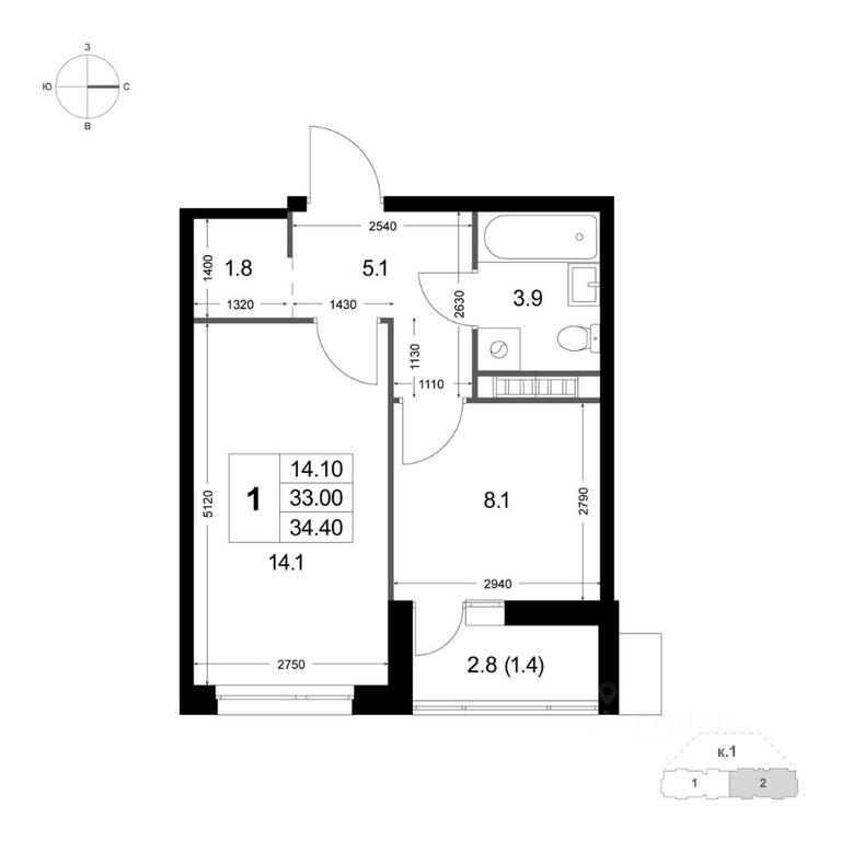 Apartment Sale, 34.4 sq. m. at Legenda Korenyovo, ulitsa Lorkha, dachny posyolok Kraskovo, Lubertsy City District, Moscow Region, Russia #1