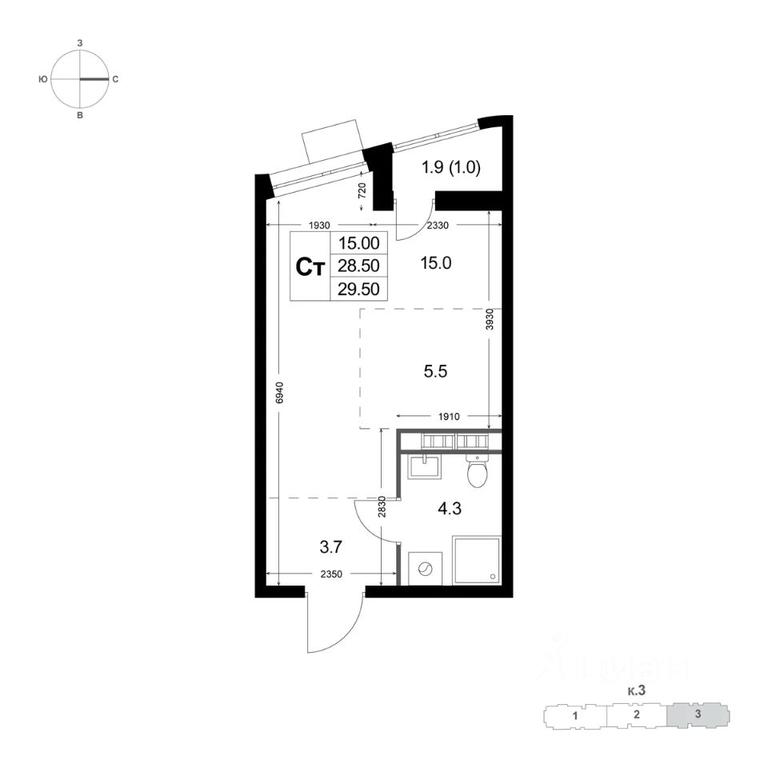 Apartment Sale, 29.5平方米 at Legenda Korenyovo, ulitsa Lorkha, dachny posyolok Kraskovo, Lubertsy City District, Moscow Region, Russia #1